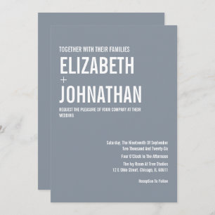 Invitation Mariage simple Dusty Blue Typography