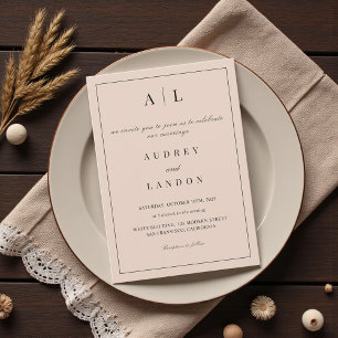 Invitation Mariage simple élégant minimaliste beige moderne