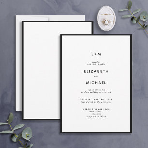 Invitation Mariage simple Elegant noir et blanc