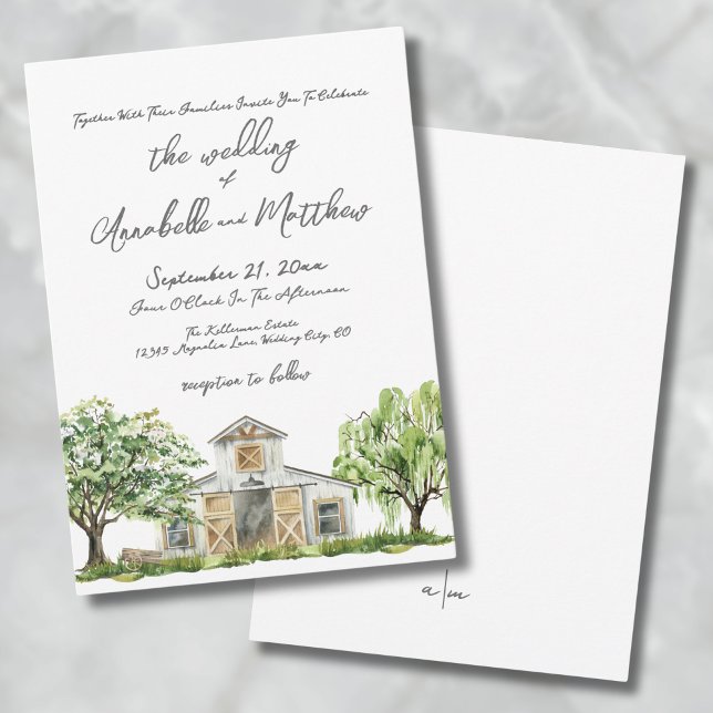 Invitation Mariage Simple Élégant Rustique dans une Grange de (Simple Elegant Rustic Country Barn Wedding Invitation)