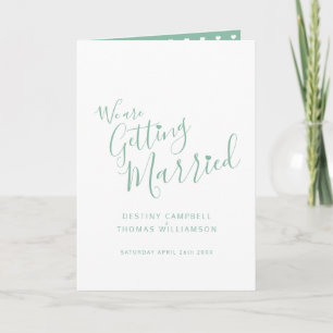 Invitation Mariage simple en vert blanc texte