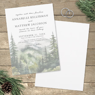 Invitation Mariage Simple et Élégant à l'Aquarelle en Montagn