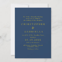 Mariage simple et formel bleu marine et or