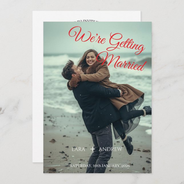 Invitation Mariage simple et moderne personnalisé enregistrer (Devant / Derrière)