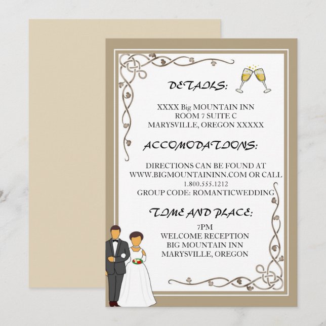 Invitation Mariage simple et romantique (Devant / Derrière)