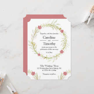 Invitation Mariage simple feuilleté floral