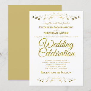Invitation Mariage simple Gold et White Elegree