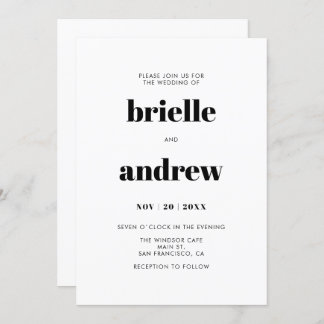 Invitation Mariage simple Gras