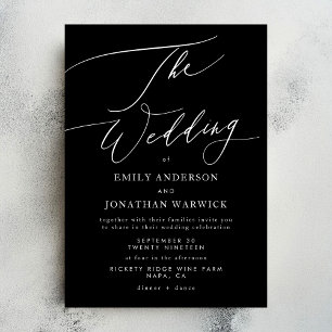Invitation Mariage simple minimaliste blanc et noir