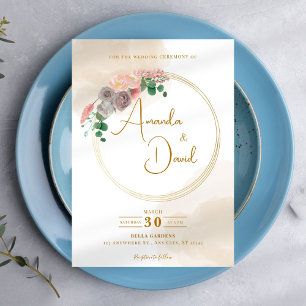 Invitation Mariage simple moderne Gold Frame