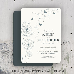 Invitation Mariage simple moderne gris ardoise