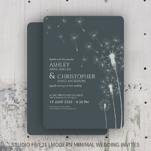 Invitation Mariage simple moderne gris ardoise