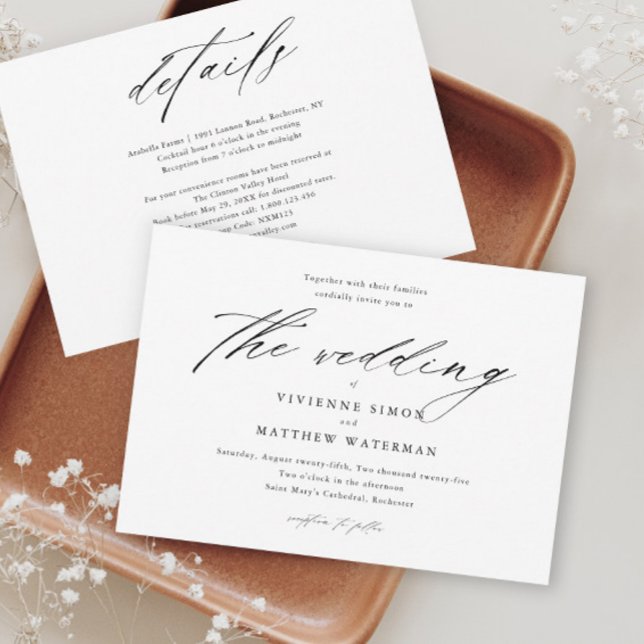 Invitation Mariage simple moderne noir et blanc (Créateur téléchargé)