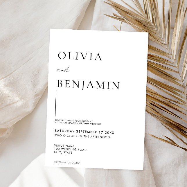 Invitation Mariage simple noir et blanc élégant (Créateur téléchargé)
