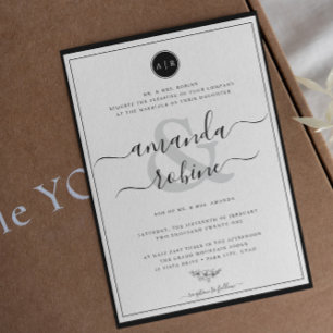 Invitation Mariage simple noir et blanc élégant
