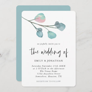 Invitation Mariage simple Pastel Eucalyptus