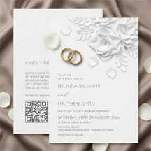 Mariage simple Roses Fleurs 3D Blanches