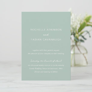 Invitation Mariage simple vert muté élégant