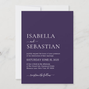 Invitation Mariage Simple Violet Foncé