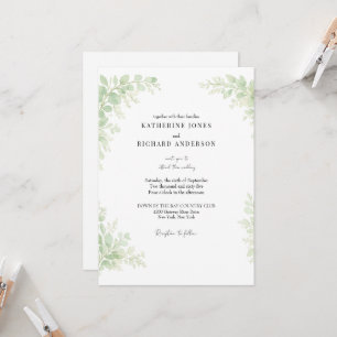 Invitation Mariage Simplement Élégant avec Feuillage Blanc