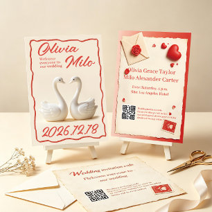 Invitation Mariage simplicité rouge