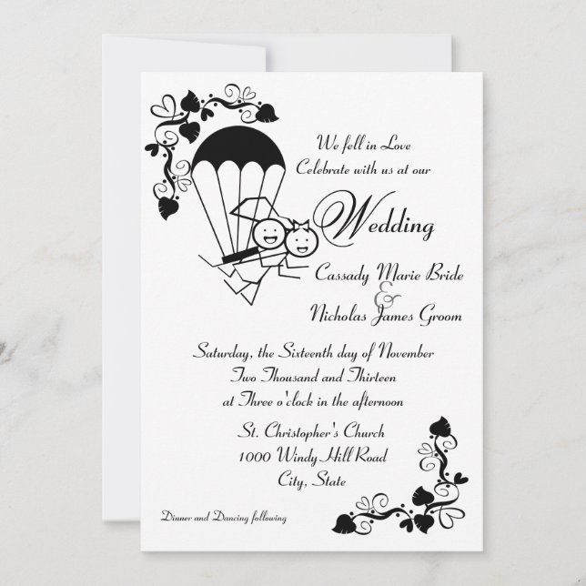 Invitation Mariage Skydiver (Devant)