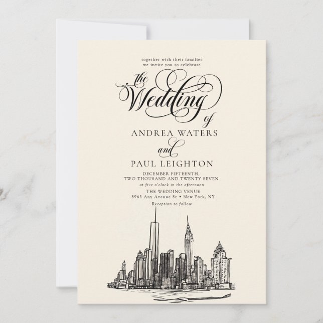 Invitation Mariage Skyline de New York (Devant)