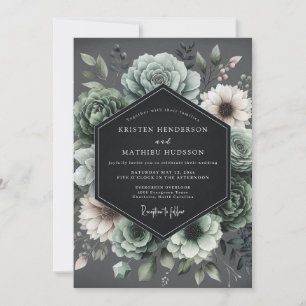 Invitation Mariage Slate Baroque Bloom