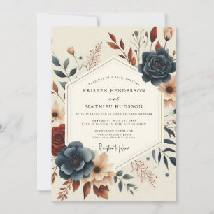 Invitation Mariage Slate Russet Artful Bloom