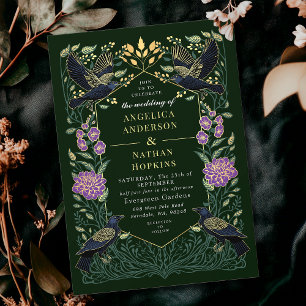 Invitation Mariage Snapdragon de corbeau gothique enchanté