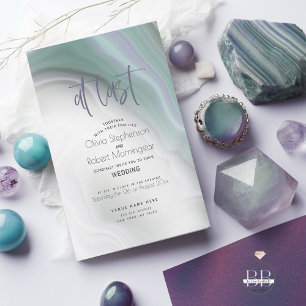 Invitation MARIAGE   Soft Misty Jade et Violet Marble Invit