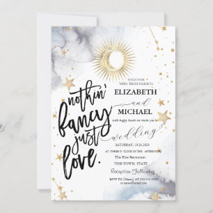 Invitation Mariage Soleil Céleste, Lune, Étoiles