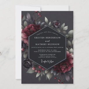 Invitation Mariage sombre flore Claret