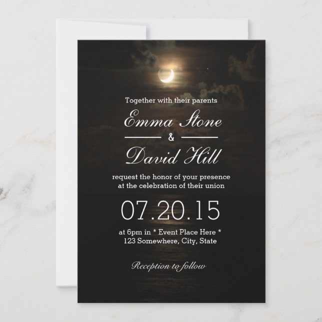 Invitation Mariage sous la Lune sur la Mer (Devant)