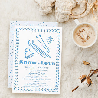 Invitation Mariage sous la neige à main levée bleu pour une f