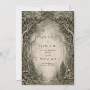 Invitation Mariage sous l'Arche de Contes de Fées de la Forêt