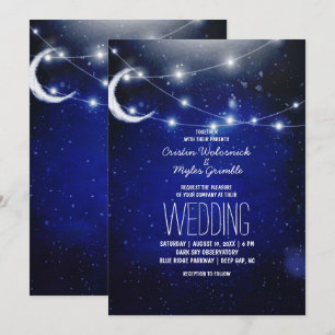 Invitation Mariage sous le ciel nocturne Lumières de guirla