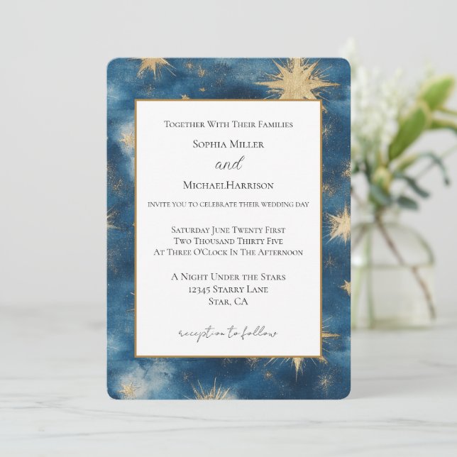Invitation Mariage sous les étoiles d'une nuit (Debout devant)