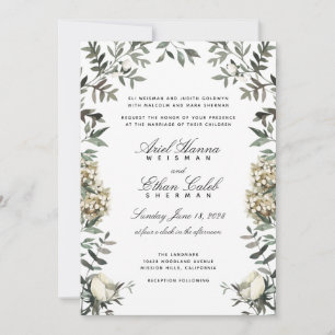 Invitation Mariage sous une arche de fougères d'eucalyptus et