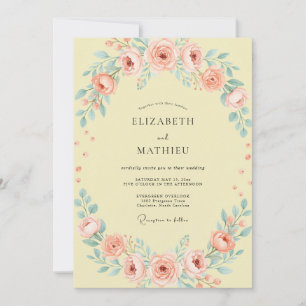 Invitation Mariage sous une Arche Fleurie de Pêcher