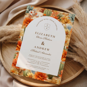 Invitation Mariage sous une arche florale du désert
