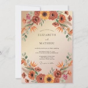 Invitation Mariage sous une arche florale en terre cuite