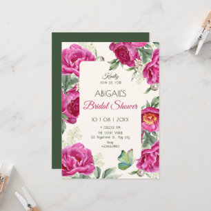 Invitation Mariage sous une averse de fleurs roses
