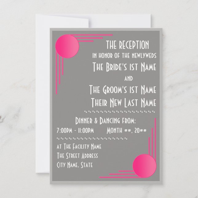 Invitation Mariage South Beach Deco (Réception) (Devant)