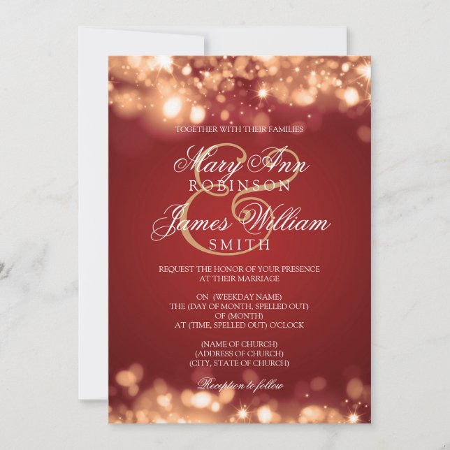 Invitation Mariage Sparkling Lights Gold (Devant)