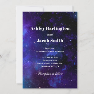 Invitation Mariage spatial. Les étoiles de nuit. Galaxie mari