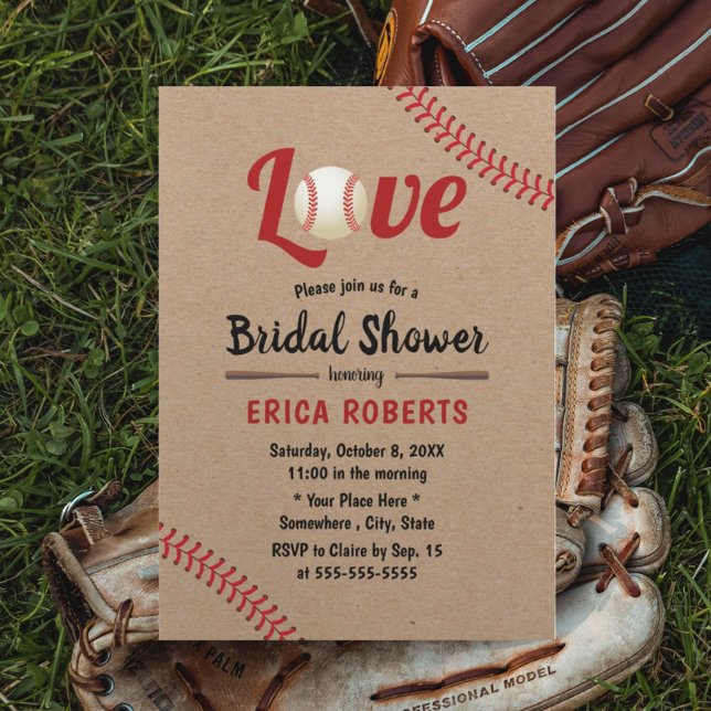 Invitation Mariage sportif de baseball Rustic Kraft Fête des  (Créateur téléchargé)