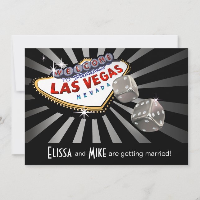 Invitation Mariage Starburst Las Vegas argent noir (Devant)