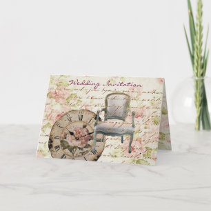 Invitation Mariage steampunk floral rose rose vintage