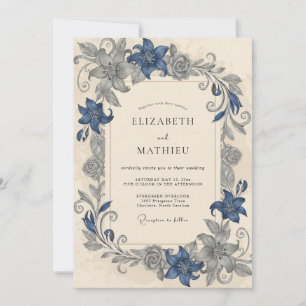Invitation Mariage Steel Indigo Lily